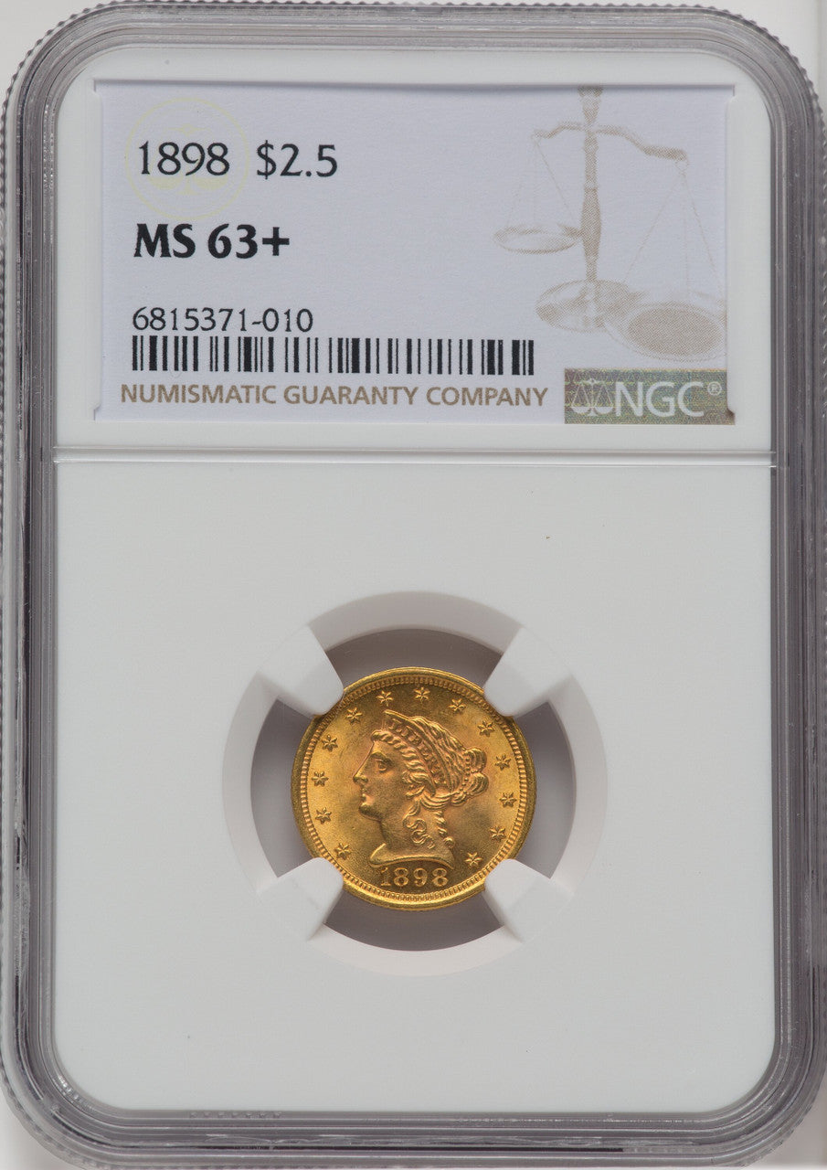 1898 $2.50 Liberty Quarter Eagle NGC MS63+