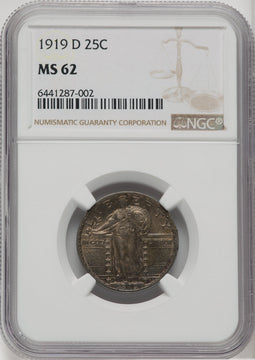 1919-D 25C Standing Liberty Quarter NGC MS62