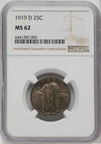 1919-D 25C Standing Liberty Quarter NGC MS62