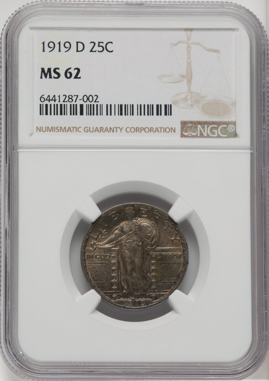1919-D 25C Standing Liberty Quarter NGC MS62