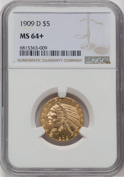 1909-D $5 Indian Half Eagle NGC MS64+