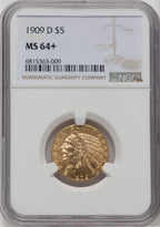 1909-D $5 Indian Half Eagle NGC MS64+