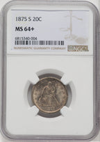 1875-S 20C Twenty Cent Pieces NGC MS64+