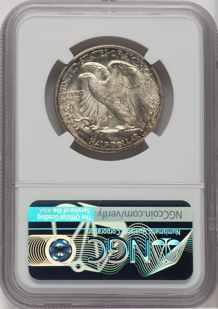 1938-D 50C Walking Liberty Half Dollar NGC MS66+