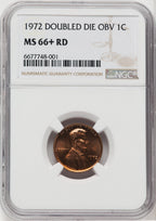 1972 1C Doubled Die Obverse RD Lincoln Cent NGC MS66+