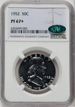 1952 50C CAC Proof Franklin Half Dollar NGC PR67+