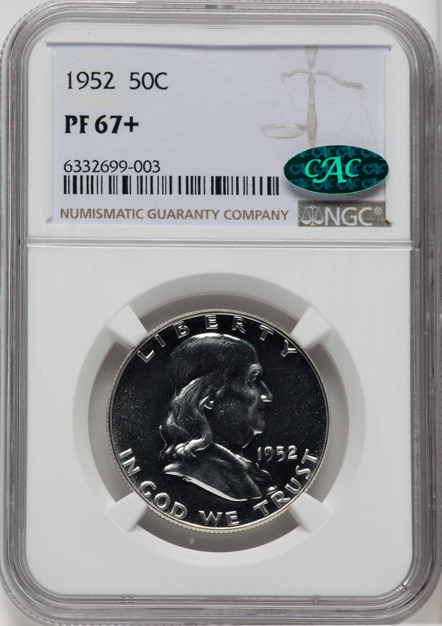1952 50C CAC Proof Franklin Half Dollar NGC PR67+
