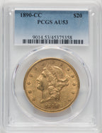 1890-CC $20 Liberty Double Eagle PCGS AU53