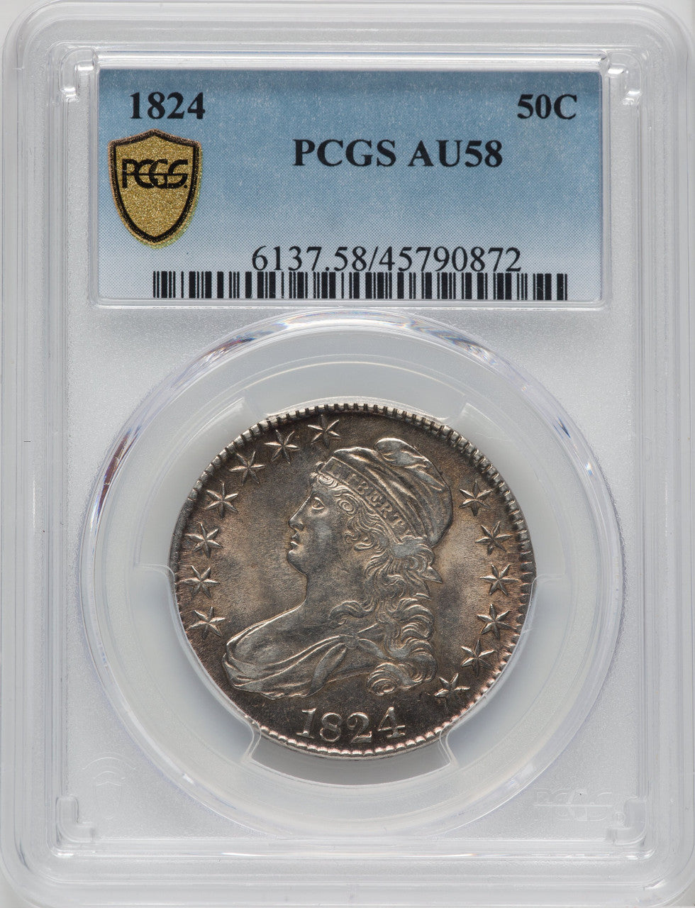 1824 50C Bust Half Dollar PCGS AU58