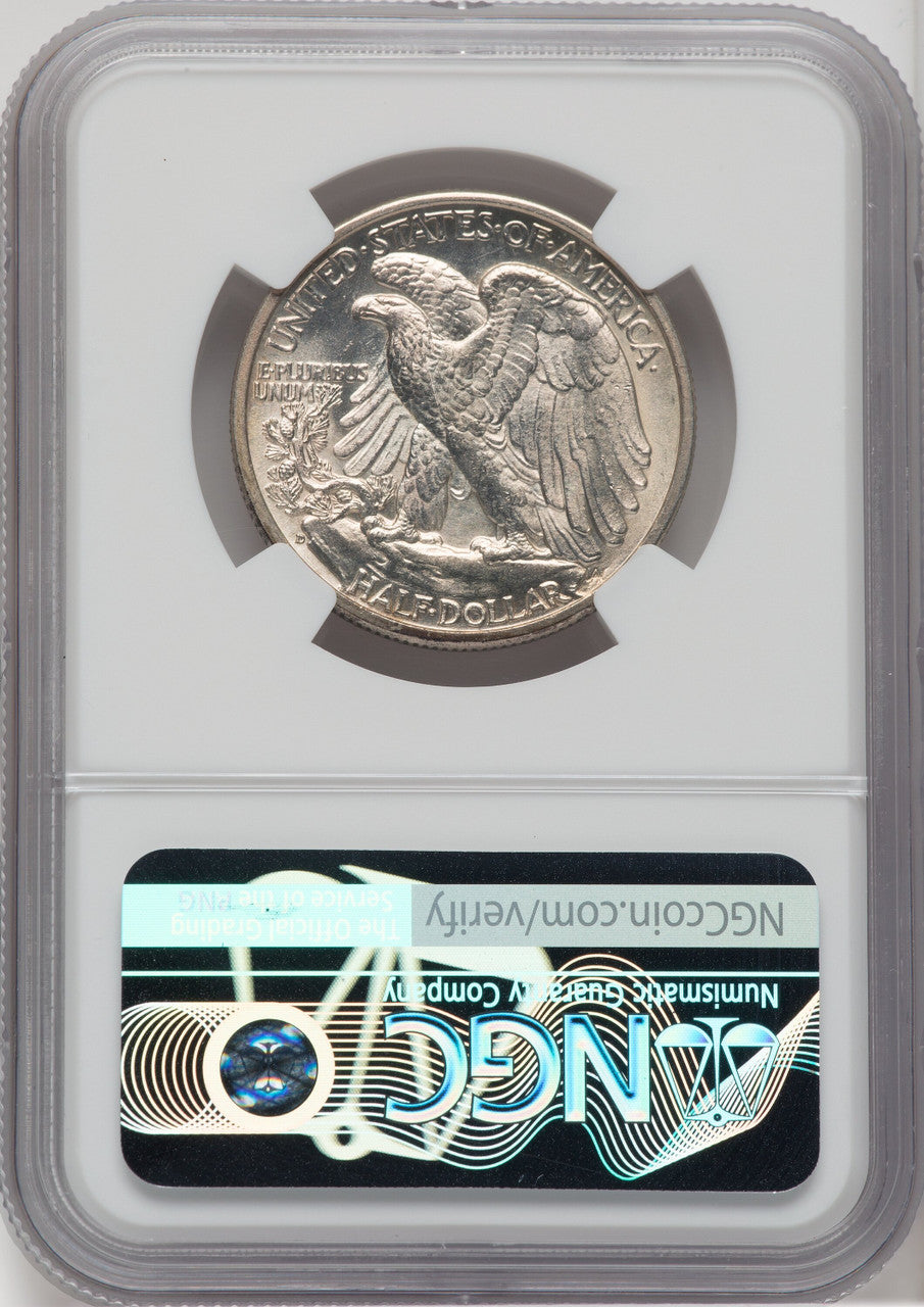 1938-D 50C Walking Liberty Half Dollar NGC MS63