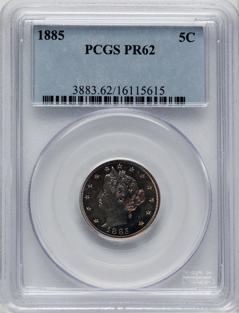 1885 5C Proof Liberty Nickel PCGS PR62