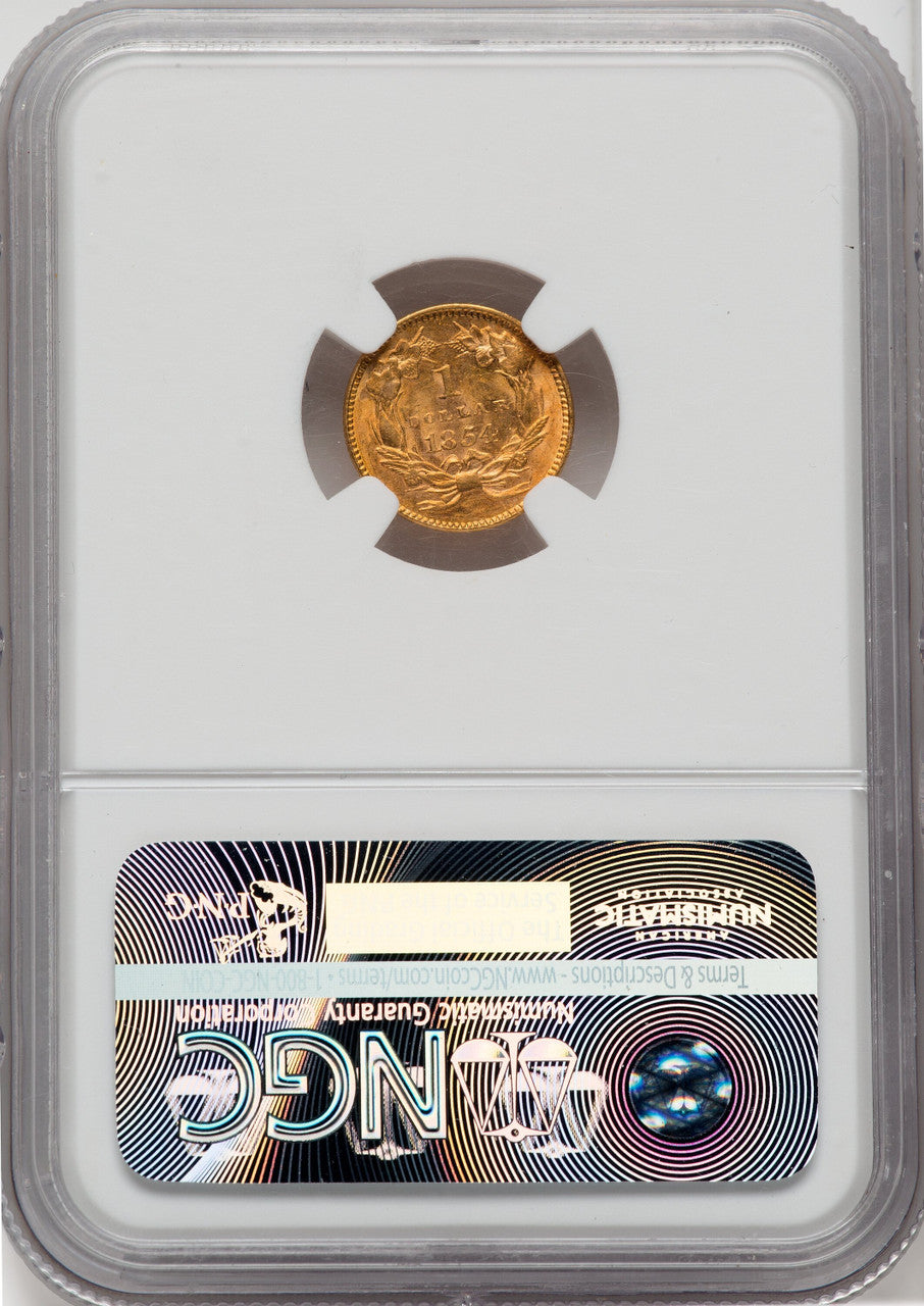 1854 G$1 Type Two Gold Dollar NGC MS60