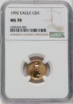 1992 $5 Tenth-Ounce Gold Eagle NGC MS70