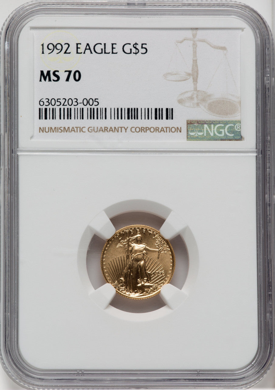 1992 $5 Tenth-Ounce Gold Eagle NGC MS70