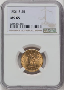 1901-S $5 Liberty Half Eagle NGC MS65 (763427034)