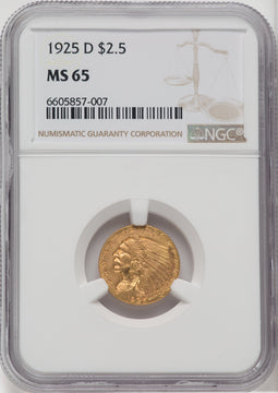 1925-D $2.50 Indian Quarter Eagle NGC MS65 (763323012)