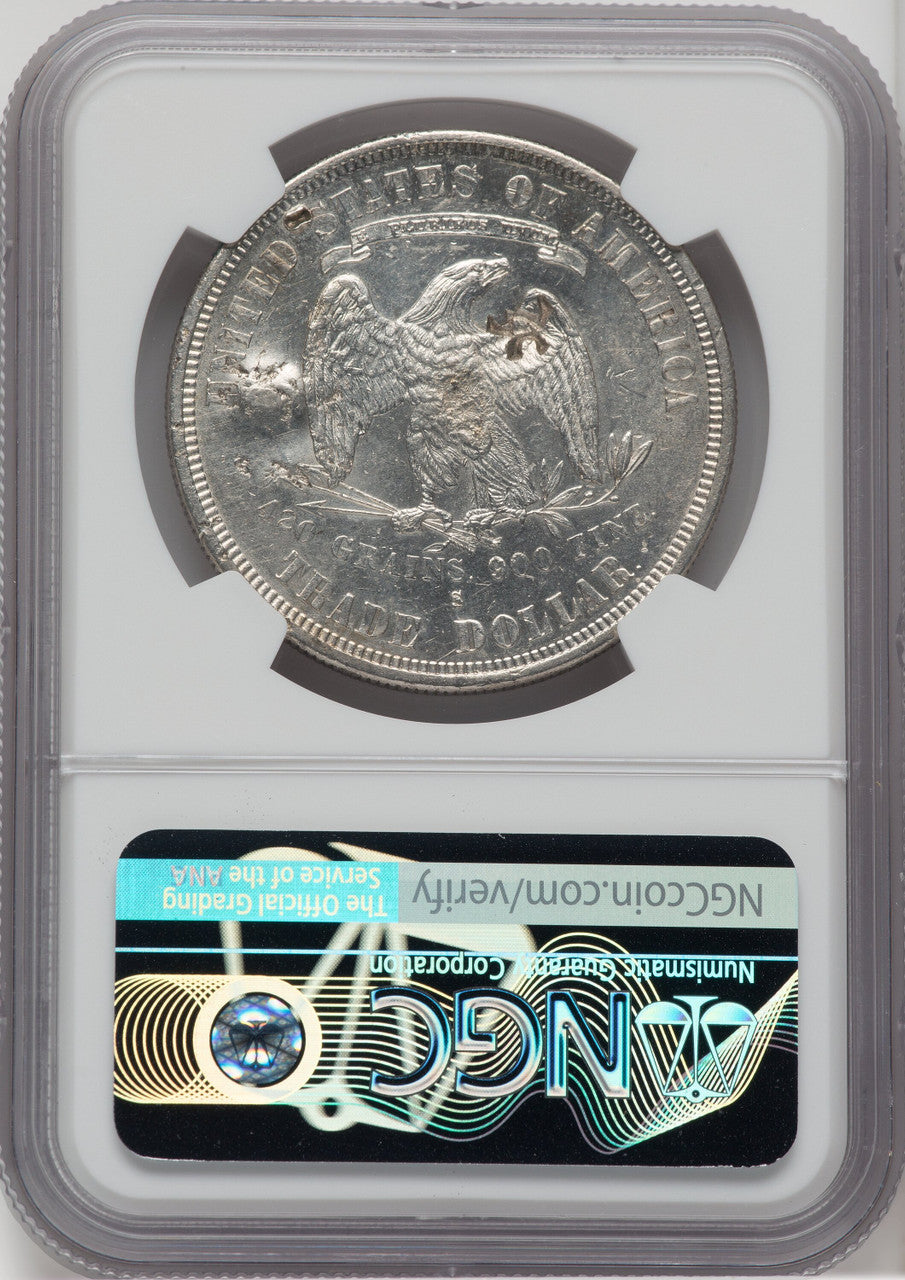 1877-S T$1 Chop Mark Trade Dollar Details NGC MS60 | LCR Coin