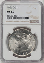 1926-D $1 Peace Dollar NGC MS65