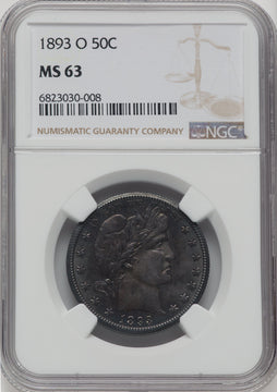 1893-O 50C Barber Half Dollar NGC MS63