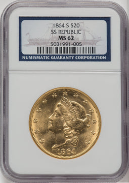 1864-S $20 Liberty Double Eagle NGC MS62