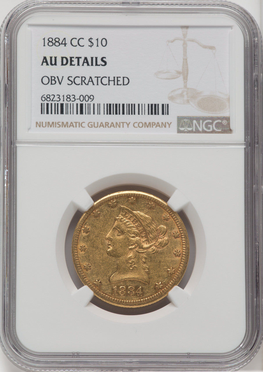 1884-CC $10 Liberty Eagle Details NGC AU50