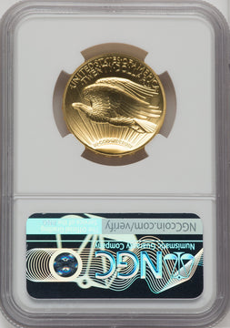 2009 $20 One-Ounce Gold Ultra High Relief Twenty Dollar Brown Label NGC MS70