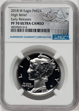 2018-W Palladium Eagle 1 oz ER Eagle Label NGC PF70