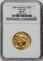 2008-W $25 Half-Ounce Gold Buffalo NGC MS70