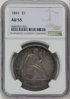1841 S$1 Seated Dollar NGC AU55