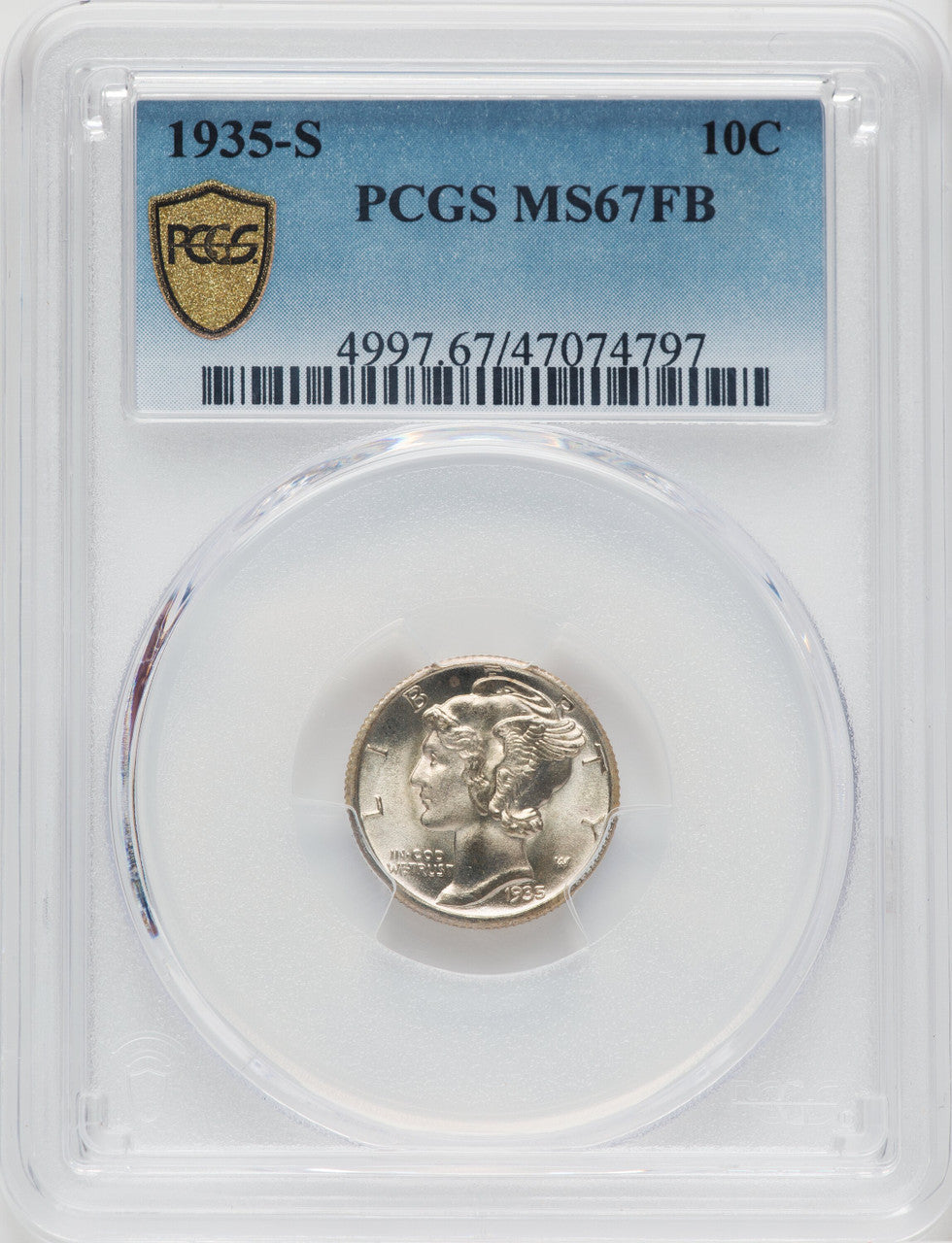 1935-S 10C FB Mercury Dime PCGS MS67