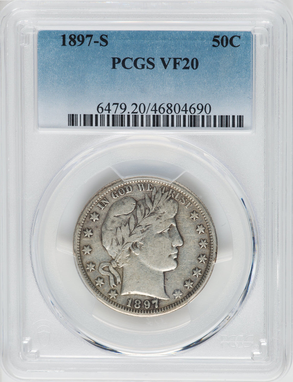 1897-S 50C Barber Half Dollar PCGS VF20