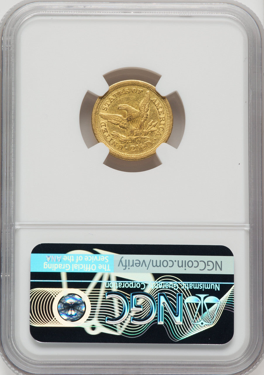 1843-O $2.50 Small Date Crosslet 4 Liberty Quarter Eagle NGC AU53