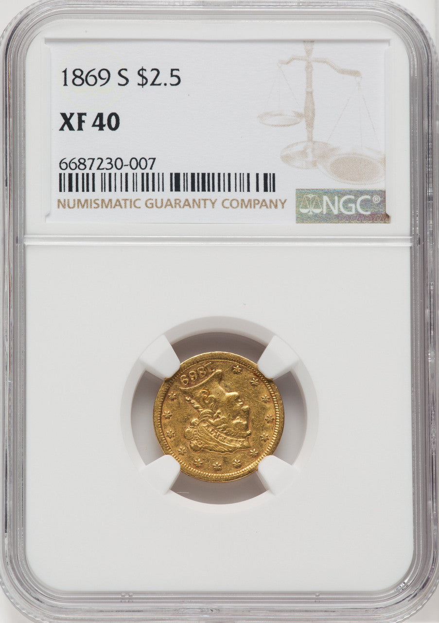 1869-S $2.50 Liberty Quarter Eagle NGC XF40