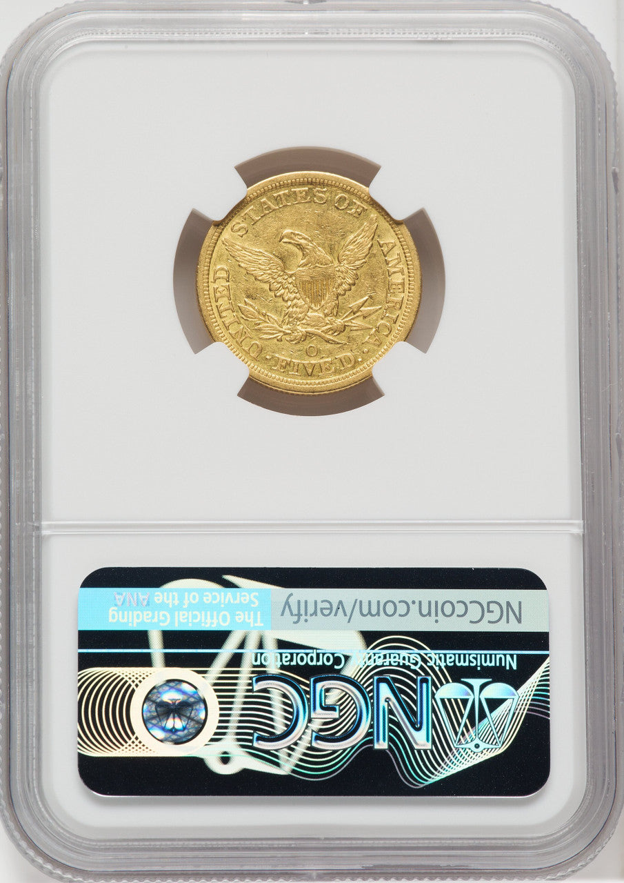 1844-O $5 Liberty Half Eagle NGC AU53