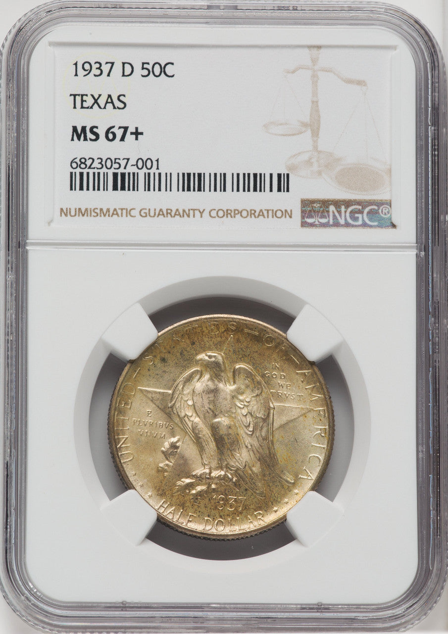 1937-D 50C Texas Commemorative Silver NGC MS67+