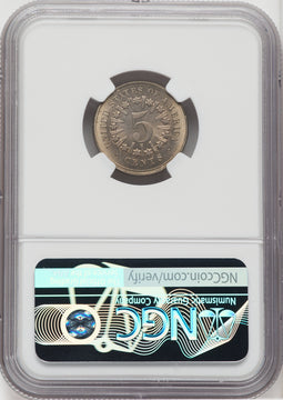 1866 5C RAYS Shield Nickel NGC MS64+