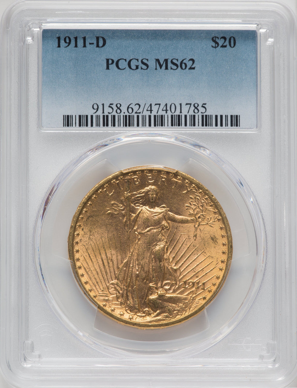 1911-D $20 Saint-Gaudens Double Eagle PCGS MS62