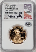 2021-W G$25 Half Ounce Gold Eagle Type One NGC PF70 Castle Signed
