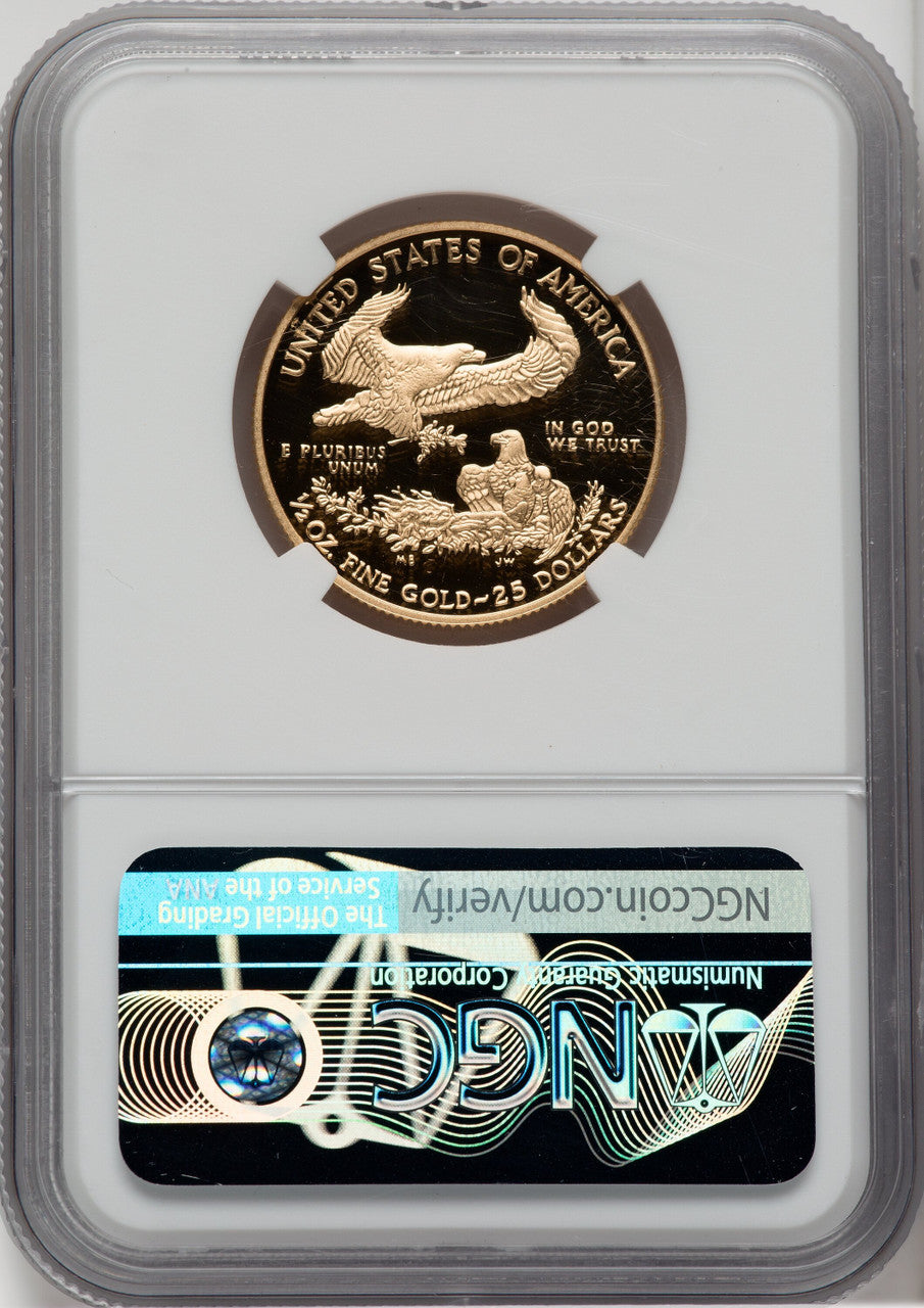 2021-W G$25 Half Ounce Gold Eagle Type One NGC PF70 Castle Signed