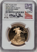 2021-W $50 One Ounce Gold Eagle Type One First Strike Mike Castle Signature NGC PF70