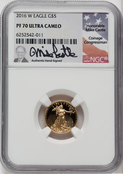 2016-W Gold American Eagle 4-Coin Set Mike Castle Signature NGC PF70