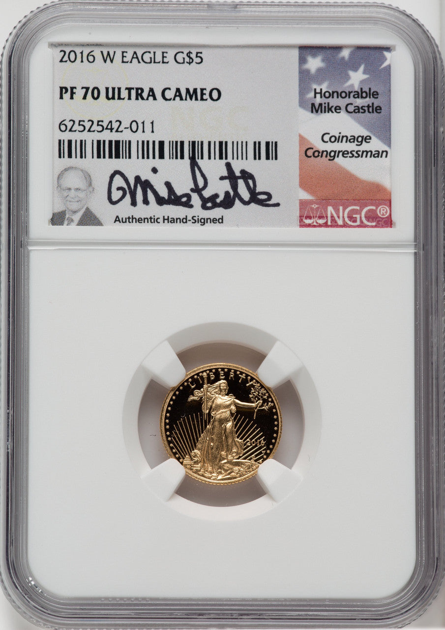 2016-W Gold American Eagle 4-Coin Set Mike Castle Signature NGC PF70