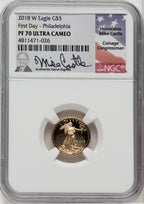 2018-W Gold American Eagle Mike Castle Signature NGC PF70