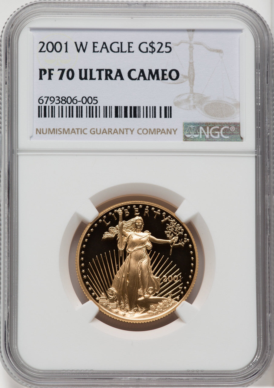 2001-W $25 Half-Ounce Gold Eagle NGC PF70