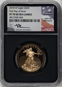 2018-W G$25 Half Ounce Gold Eagle First Strike NGC PF70