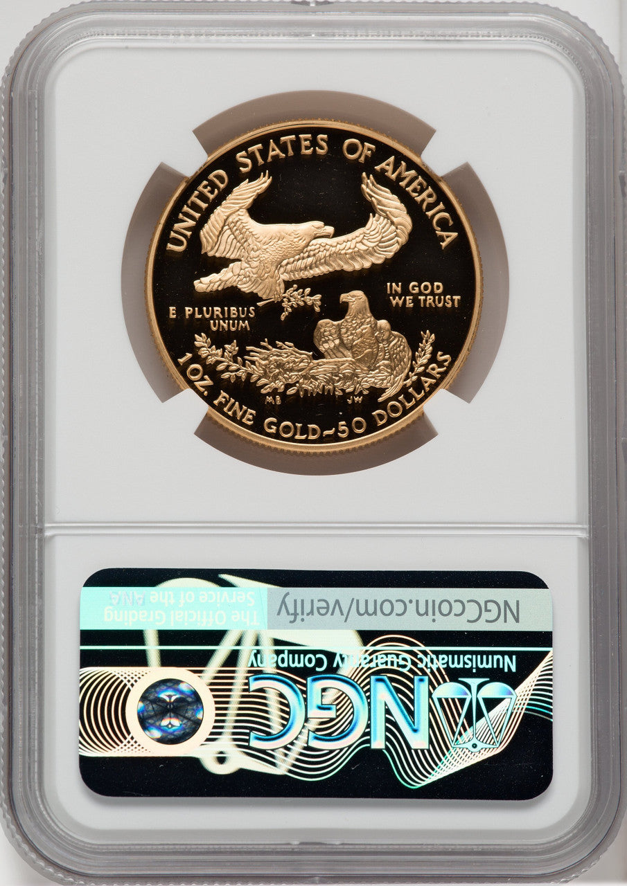 2005-W $50 One-Ounce Gold Eagle Brown Label NGC PF70