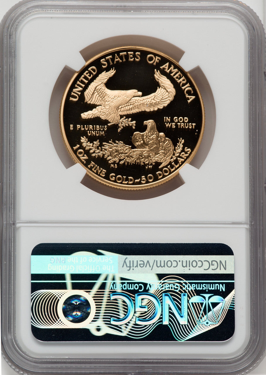 2006-W $50 One-Ounce Gold Eagle 20th Anniversary Brown Label NGC PF70