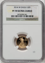 2014-W Gold American Eagle Brown Label NGC PF70