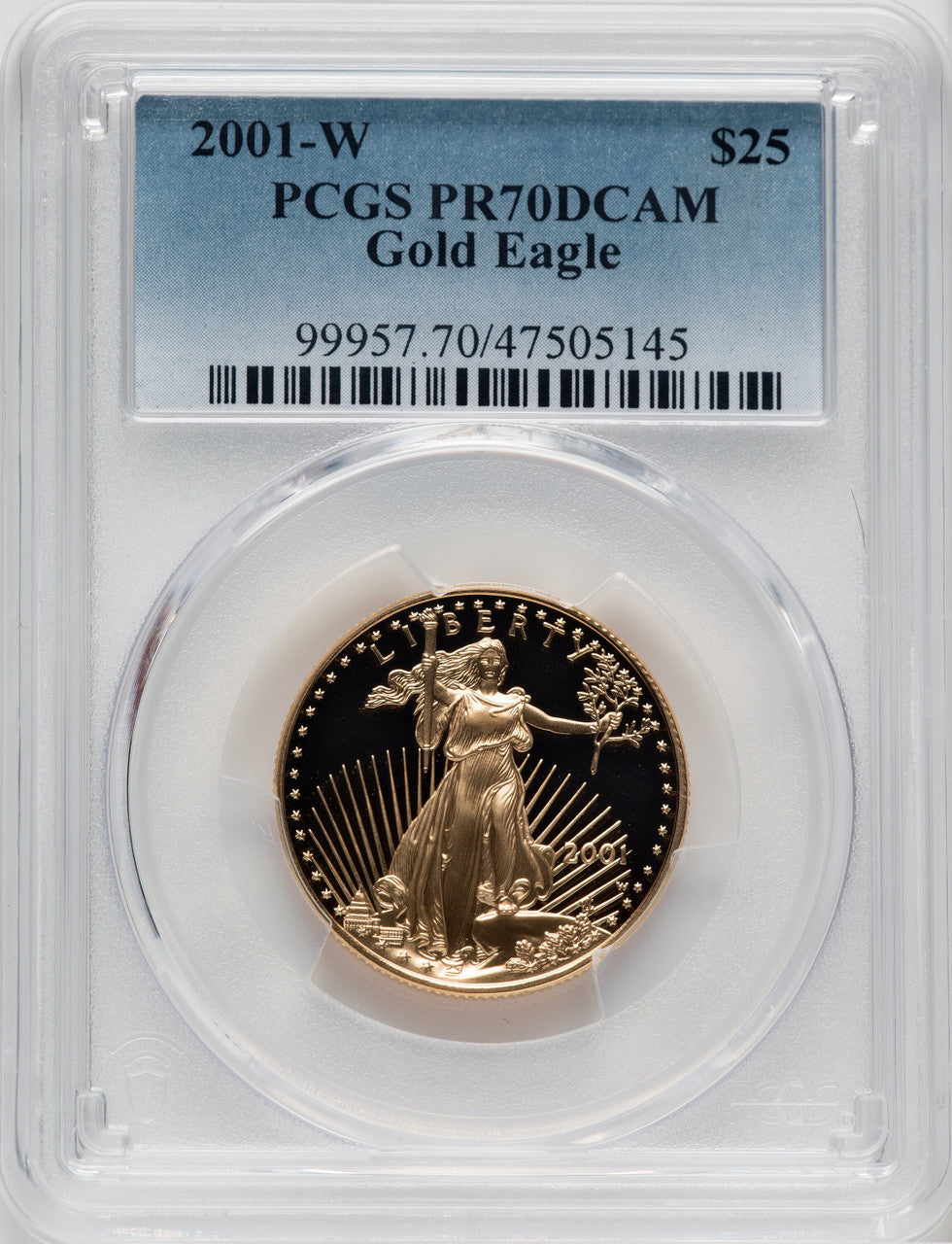 2001-W $25 Half-Ounce Gold Eagle PCGS PR70