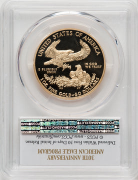 2016-W $50 One-Ounce Gold Eagle 30th Anniversary First Strike PCGS PR70